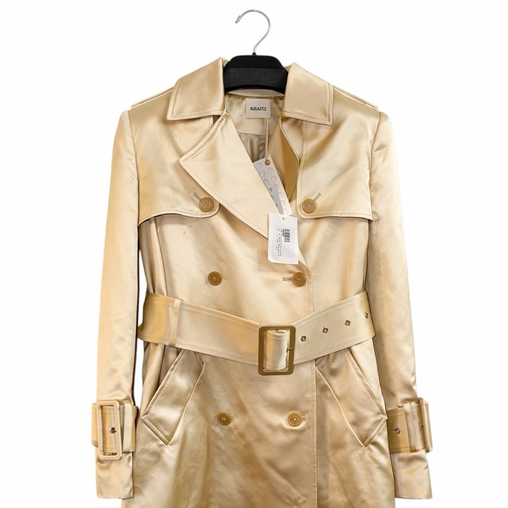 Khaite Jaden Trench Coat Cotton Blend Satin Belted Size 2 NWT $3570 - Picture 7 of 10
